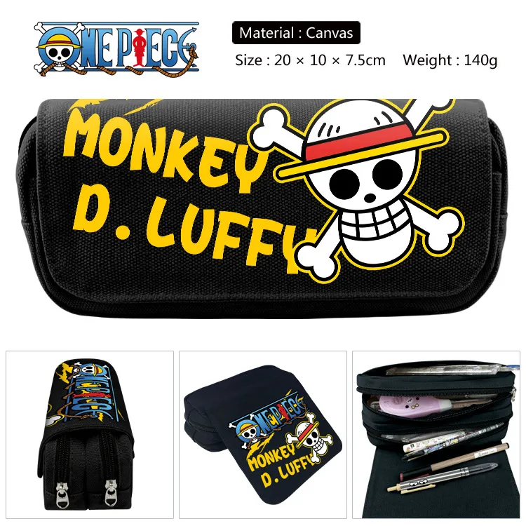 One Piece Inspired Pencil Case – Luffy & Law Cartoon Stationery Bag, Large Capacity Multi-Functional Pencil Pouch for Students & Anime Fans